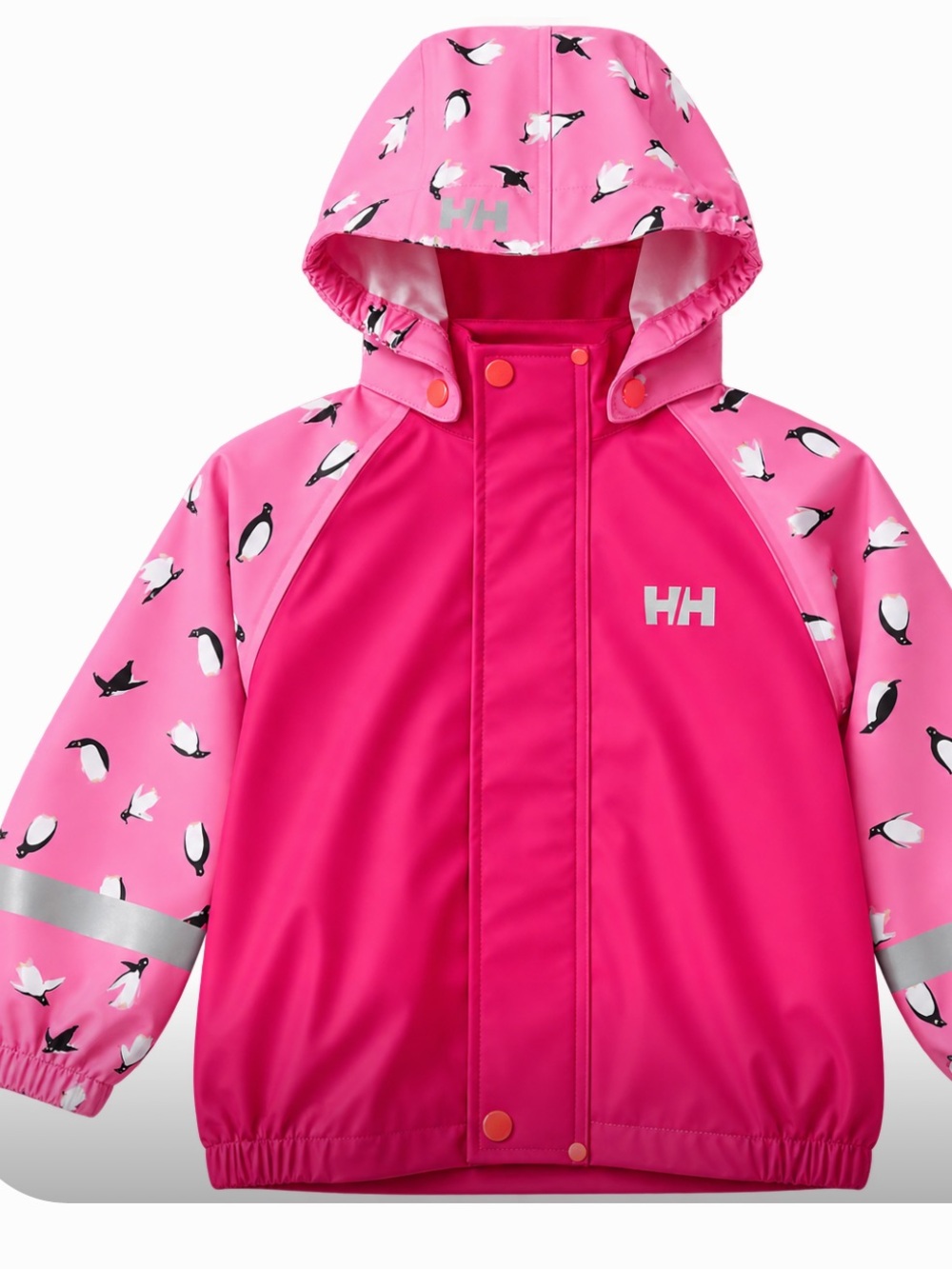 RARE Helly Hansen Girls' Hot Pink Penguin Hooded Raincoat size 4